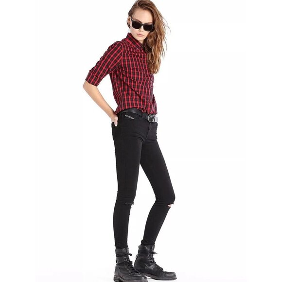 $188 Diesel Women’s Skinzee Super Skinny Black Mid Rise Jeans 08E13 Size W26 - Picture 5 of 14